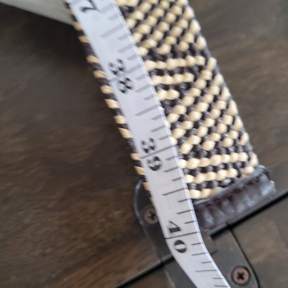 Woven Black & Cream Women's Belt with Round Buckle - Picture 11 of 12